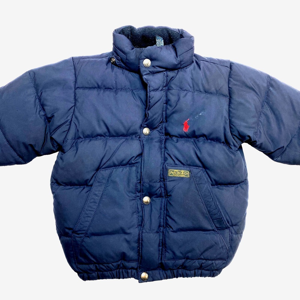 Polo Ralph Lauren Jacket Boys 2T Navy Down Puffer Pony Winter Full Zip